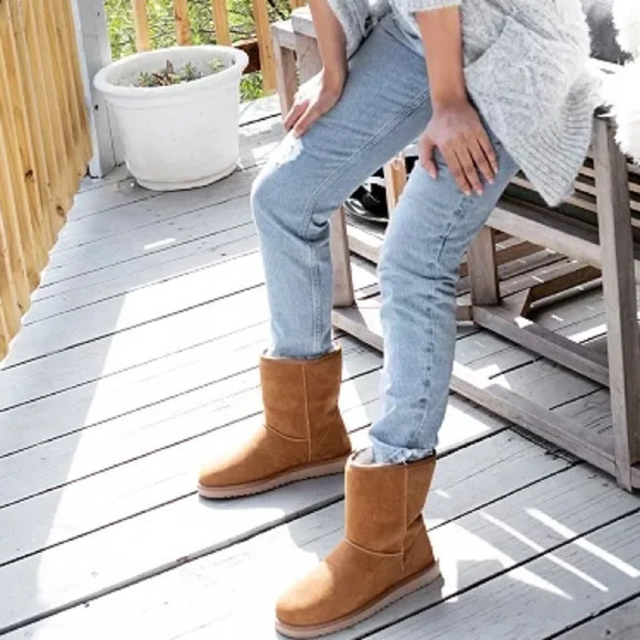 NEW Kookaburra UGG Suede Boots Faux Fur Chestnut - Picture 6 of 14